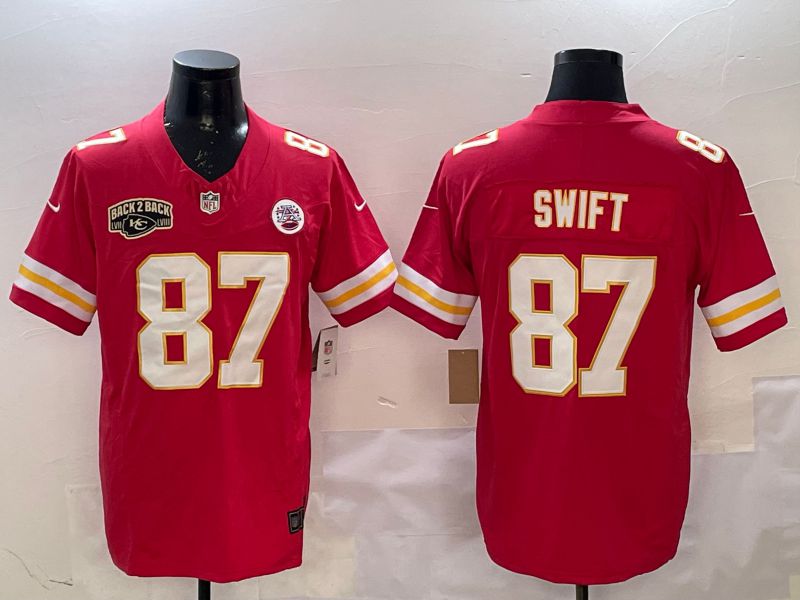 Men Kansas City Chiefs #87 Swift Red Three generations 2025 Nike Vapor Limited NFL Jersey style 5->new york yankees->MLB Jersey